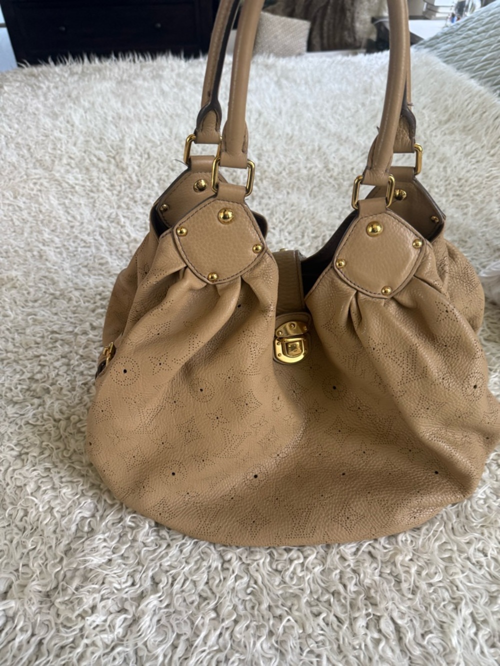 Louis Vuitton Tan Perforated Monogram Hobo with Gold Hardware
